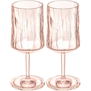 Koziol Superglas Club No. 4, 2 Stück, 300 ml, Wein- & Aperitif-Glas mit Stiel aus kristallklarem Kunststoff, luxuriös, unzerbrechlich, wiederverwendbar, Party, Camping, 2er Set, (Quartz Rose)