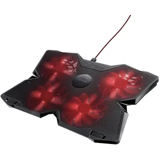Trust GXT 278 Yozu Laptop-Kühler, Ständer für 17,3 Zoll Gaming-Laptops, Rotlicht, USB-Stromkabel, Kühlpad mit 3 Positionen, Höhenverstellbar Notebook-Kühlständer - Schwarz