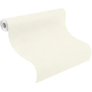 RASCH Tapete 704426 - Helle Vliestapete mit feiner Rauputz-Struktur in Cremeweiß - 10,05m x 0,53m (LxB)