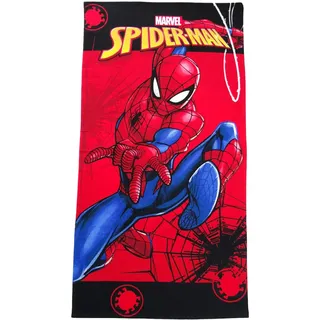 Theonoi Kinder - Handtuch Saunatuch Strandtuch Duschtuch Badetuch - 70 x 140 cm -Geschenk Jungen Mikrofaser (Spiderman Rot)