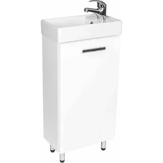 Stamar | Waschtischschrank, 40x22 cm - mit lackierter Front - stehend - mit Füßen - Weiß