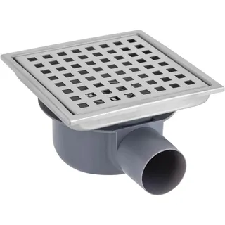 Bodenablauf - Quadratischer Duschablauf - Edelstahl - Haarsieb - Für Dusche und Toilette - Silber
