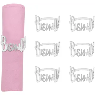 Serviettenringe - 6 Stück Bismillah Letter Metall Serviettenring Set Alphabet Serviettenschnallen Halter Tischdekoration für Hochzeit, Party, Ramadan, Bankett