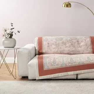 BASSETTI Granfoulard Decke wattiert aus Baumwolle mit Geschenkbox 135 x 190 cm (Indian Roses Beige 41)