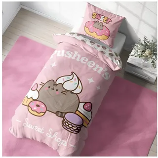 MTOnlinehandel Pusheen Bettwäsche 135x200 + 80x80, Kinder Teenager Microfaser in Rosa, Angenehm & Weich (Pusheen Katze)