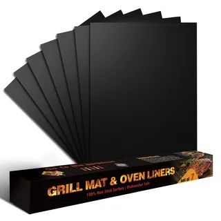 Grillmatte für Gasgrill 33x40 cm BBQ Grillmatte 7er Set, Wiederverwendbar Backmatte Backpapier Dauerbackfolie, Antihaft grillplatte für Gasgrill, Holzkohlegrill, Elektronischen Grill, Backofen