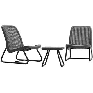 tectake Sitzgruppe Modica,Belastbarkeit Stuhl 120 kg, Schraubfüße,grau , Textil , Rechteckig , Gartenmöbel, Gartengarnituren, Gartenmöbel-Sets