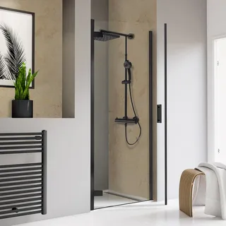 Schulte TouraPlus Duschtür links 100 x 200 cm schwarz Sicherheitsglas