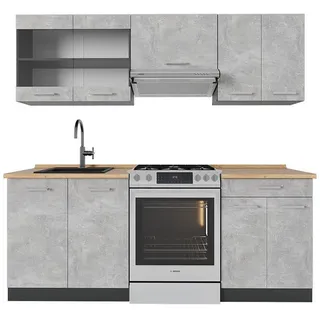 Vicco Küchenzeile R-Line 200 cm Beton/Anthrazit