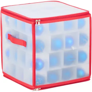 Relaxdays Weihnachtskugel Aufbewahrungsbox 31 x 30 x 30 cm 1-tlg. rot/transparent