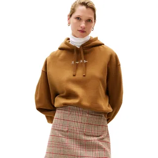 Tommy Hilfiger Damen Hoodie Classic Script Fleece mit Kapuze, Braun (Highland Khaki), XXS