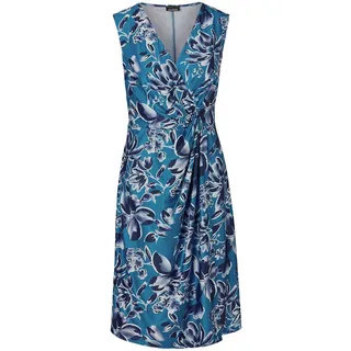 Abendkleid GOLDNER "Kleid in Wickeloptik", Damen, Gr. 42, N-Gr, blau (blau, marine, geblümt), Obermaterial: 95% Polyester PES. 5% Elasthan EL., festlich, V-Ausschnitt, Sonstiges, Kleider Abendkleid, Dekorative Nähte