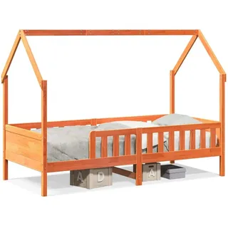 vidaXL Kinderbett Hausbett Wachsbraun 90x190 cm Massivholz Kiefer - Braun