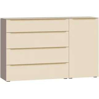 Jutzler Sideboard , Creme, Hellbraun , Kunststoff , 2 Fächer , 4 Schublade(n) Schubladen , 135x87x43 cm , Typenauswahl, Abdeckplatte aus Glas , Kleinmöbel, Kommoden, Sideboards