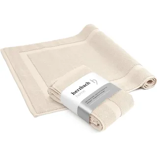 herzbach home Badvorleger 100% Baumwolle | Duschvorleger | 1.000 g/m2 | Saugfähig | Waschbar (Creme, 50 x 80 cm 2er Pack)