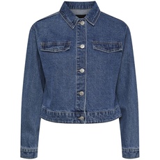 PIECES Damen Pctessie Ls Dnm Jacket Noos Bc, Medium Blue Denim, L