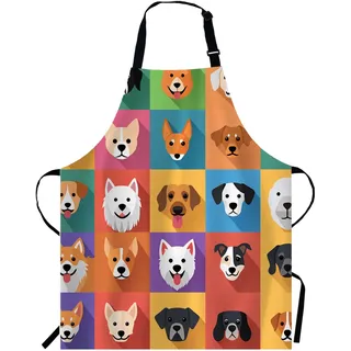 WONDERTIFY Schürze für Hunde, verschiedene Rassen, Familie, Haustier, Hund Sammlung, Bild Lätzchen Schürze mit verstellbarem Hals für Männer, Frauen, geeignet für zu Hause, Backen, Grillschürze
