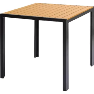Bolt Edge Aluminium Gartentisch – Quadratisch – Für Innen & Außen – Bistro- & Eßtisch – Hitzebeständig & Wetterfest – WPC Houtlook – Schwarz – 75 x 75 x 72cm - Schwarz
