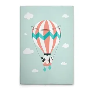 A.S. Création Leinwandbild Heißluftballon Kinderzimmer Panda - Wandbild in Grün, Weiss - 50 x 75 cm - DD132527