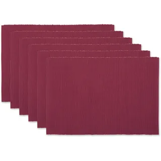 DII Basic Everyday Gerippte Tischset-Set, 100% Baumwolle, 33 x 48 cm, Scheunenrot, 6-teilig
