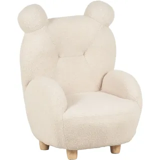 MINNIE Kindersessel Beige in Bärenform, boucléartiger Teddy-Struktur, 58x80x60 cm - Beige