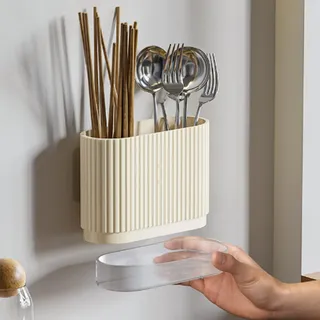 Küchenutensilienhalter, Besteck-Organizer aus Kunststoff, Beige, Utensilienhalter, Besteckhalter, Arbeitsplatten-Utensilien-Aufbewahrungsorganisator Für Die Küche