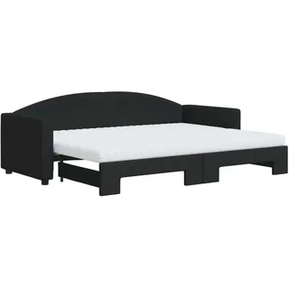vidaXL Tagesbett Ausziehbar mit Matratzen Schwarz 80x200 cm Stoff - Schwarz
