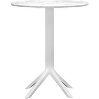 CLP Gartentisch rund Kunststoff weiß , Weiß , 60x76x60 cm , Gartenmöbel, Gartentische