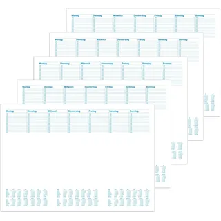 RNKVERLAG 46633-5 - Schreibtischunterlage Office, 480 x 330 mm, 5 Stück je 30 Blatt, mit Wochentagsfeldern, Blanko mit Kalender