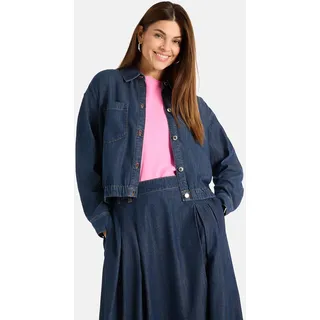 Jeansjacke LIEBLINGSSTÜCK "CrossL", Damen, Gr. 38, blau (schwarz denim), Denim/Jeans, Obermaterial: 50% Baumwolle, 40% Lyocell, 10% Modal, unifarben, hüftlang, 1-Knopf-Manschette, Jacken Jeansjacke, mit elastischem Saum