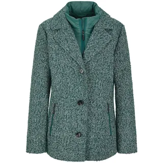 GOLDNER Kurzjacke "Moderne Wolljacke mit Steppeinsatz" Mit Steppeinsatz, smaragd, weiß, gemustert