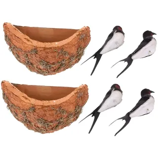TOGEVAL 2 Satz Schwalbennester Kaufen Rustikale Vogelnest Wandskulpturen aus Schaumstoff und Papierkarton Installieren für Gartendekoration und Geschenk