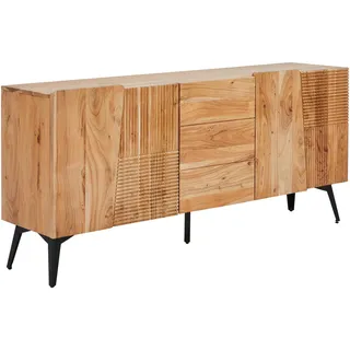 Livetastic Sideboard , Schwarz, Akaziefarben , Holz, Metall , Akazie , vollmassiv , Holz , 3 Fächer , 170x76x40 cm , Holzmöbel, Kommoden Holz, Sideboards Holz