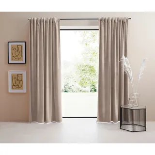 Vorhang "Samt Ladina" Gr. 4, beige (sand beige), B:140cm H:245cm, Polyester, Polyester, LEGER HOME BY LENA GERCKE, Gardinen, Vorhang, blickdicht, gewebt, verschiedene Größen, Bestseller