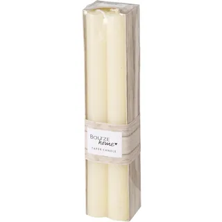 Boltze Stabkerze Melia (4-tlg., cremeweiß, 20 cm, aus Wachs, klassisches Design, Stabkerze, Kerze, weiße Kerze, Deko) 2011079