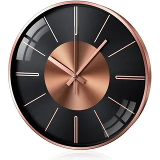 Aluminium Wanduhr 12 Zoll Stille, moderne runde Wanduhr, roségold, für Wohnzimmer, Küche und Büro