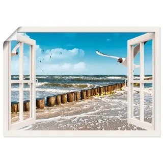 Artland Wandbild »Fensterblick - Ostsee«, Fensterblick, (1 St.), als Leinwandbild, Poster, Wandaufkleber in verschied. Größen, weiß