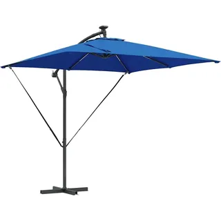 Sonnenschirm mit LED-Lichtleisten Azurblau 249 x 249 x 250 cm - Blau