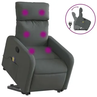 vidaXL Massagesessel mit Aufstehhilfe Dunkelgrau Stoff - Grau