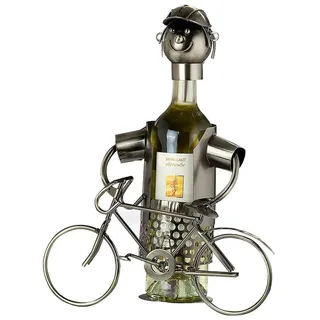 Gilde Flaschenhalter Metall - Deko Weinflaschenhalter Weinhalter lustig Flaschenkorb - H 28 cm
