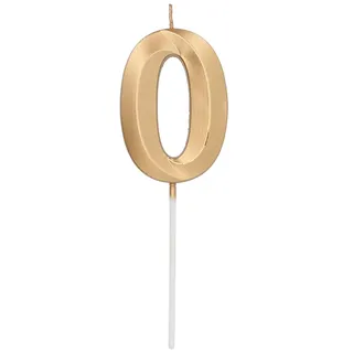 Folat 24230 Kuchen Kerze Glamour Ziffer/Zahl 0 Gold Metallic Geburtstagskerzen für Geburtstag, Geburtstagsdeko, für Kinder Partys, Hochzeiten, Firmenfeiern, Jubiläen