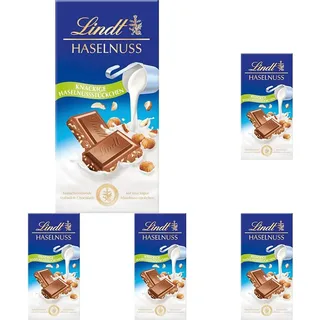 Lindt Schokolade | Vollmilch Haselnuss Tafel | 100g | zartschmelzende Vollmilch-Schokolade und knackigen Haselnussstücken | Schokoladen-Tafel (Packung mit 5)