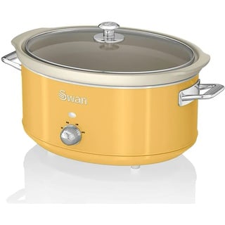 Swan Retro Slow Cooker 6,5L Antihaft-Keramisches PFOA- und PTFE-freies, Vintage 320W