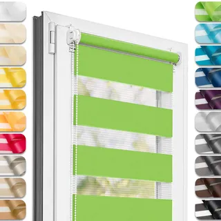 Estika Doppelrollo Klemmfix ohne Bohren - 105 cm x 220 cm - Grün - 27 Stofffarben, Tag und Nacht Duo Rollo, Rollos für Fenster ohne Bohren, Fenster Sichtschutz (105 cm Stoffbreite)