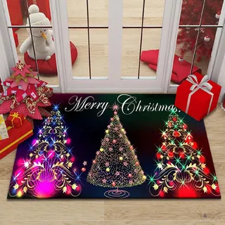 Zempertoopa Weihnachtsteppich Matten, 40 x 60 cm Weihnachtsmatte, Weihnachtsdeko Fußmatte, Weihnachten Home Tür Fußmatten, für Schlafzimmer, Flur Wohnzimmer Boden, Küche Badezimmer Teppich (E)