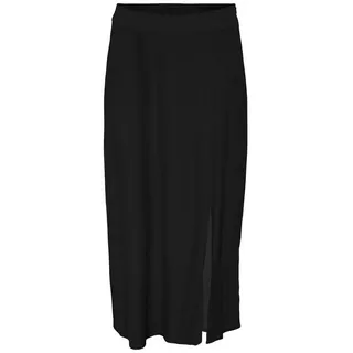 Only Damen Rock Maxi elastischer Bund Seitenschlitze High Waist, Farben:Schwarz-3, Größe:L