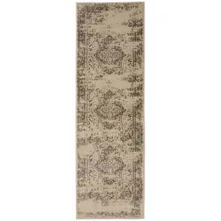 benuta Vintage-Läufer Suki 80/240 cm , Creme, Braun , Kunststoff , Vintage , Rechteckig , 80x240 cm , Oeko-Tex® Standard 100 , für Fußbodenheizung geeignet, in verschiedenen Größen erhältlich, pflegeleicht , Teppiche und Böden, Teppiche, Teppichläufer, Läufer