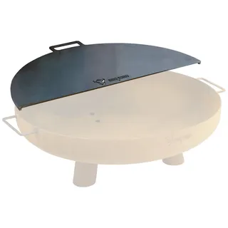 BBQ-Toro Kohlenstoffstahl Grillplatte für Ø 80 cm Feuerschalen, Halbrund mit Griff, Grau - Schwarz