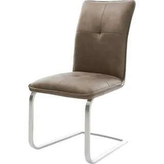 DeLife Freischwinger flach Edelstahl Mikrofaser Taupe Vintage