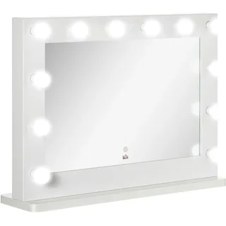 Homcom Hollywood Spiegel Eisen Glas MDF Weiß 80L x 60 cm